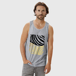 Майка мужская хлопок Принт зебра черно- золотой, цвет: меланж — фото 2