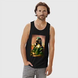 Майка мужская хлопок Mona Lisa rex - neural network, цвет: черный — фото 2