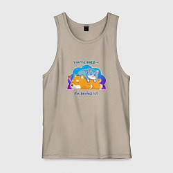 Майка мужская хлопок Как кошка с собакой, цвет: миндальный