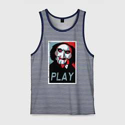Майка мужская хлопок Play saw, цвет: синяя тельняшка