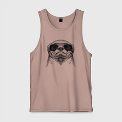 Майка мужская хлопок Медоед в очках, цвет: пыльно-розовый