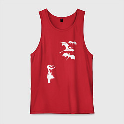 Майка мужская хлопок Девочка и драконы, цвет: красный