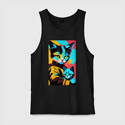 Мужская майка Портрет кошки с котёнком - нейросеть