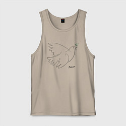 Майка мужская хлопок Пабло Пикассо - Голубь мира, цвет: миндальный