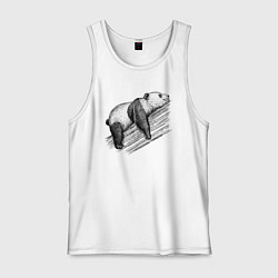 Майка мужская хлопок Панда спит на дереве, цвет: белый