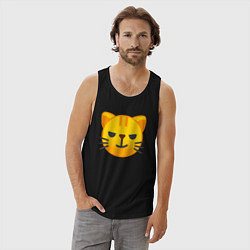 Майка мужская хлопок Жёлтый котёнок хитрит, цвет: черный — фото 2