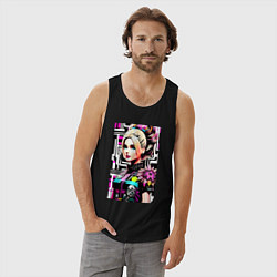 Майка мужская хлопок Barbie - pop art stylization, цвет: черный — фото 2