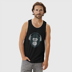 Майка мужская хлопок Monkey music, цвет: черный — фото 2
