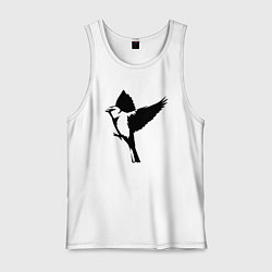 Майка мужская хлопок Птица трафарет, цвет: белый