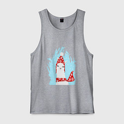 Майка мужская хлопок Лама - альпака в шапочке, цвет: меланж