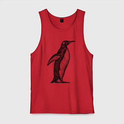 Майка мужская хлопок Пингвин сбоку, цвет: красный