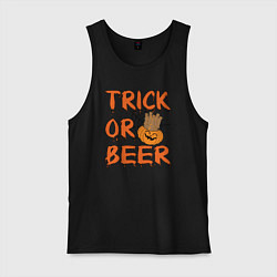 Майка мужская хлопок Trick or beer, цвет: черный