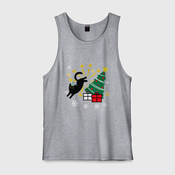 Мужская майка Кот и елка