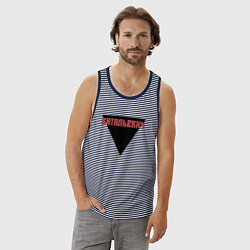 Майка мужская хлопок Витальевич, цвет: синяя тельняшка — фото 2