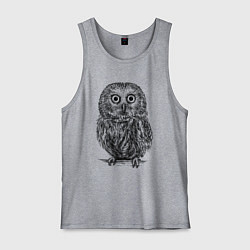 Майка мужская хлопок Сова гравюра, цвет: меланж