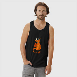 Майка мужская хлопок Оранжевый дракон, цвет: черный — фото 2