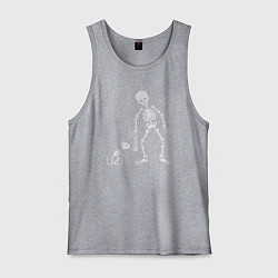 Майка мужская хлопок Котик и скелет, цвет: меланж