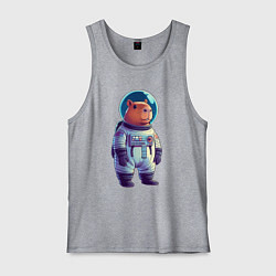 Майка мужская хлопок Капибара бравый космонавт, цвет: меланж