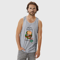 Майка мужская хлопок Капибара в одеяле, цвет: меланж — фото 2