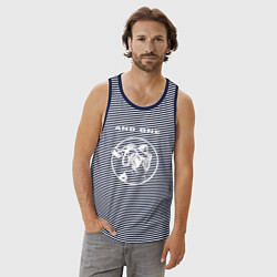 Майка мужская хлопок And One synthpop band, цвет: синяя тельняшка — фото 2