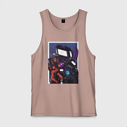 Майка мужская хлопок ТВ Мен со Спикерменом и Камераменом, цвет: пыльно-розовый