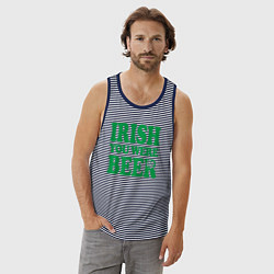 Майка мужская хлопок Irish you were beer, цвет: синяя тельняшка — фото 2