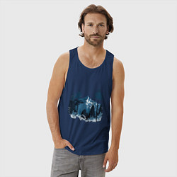 Майка мужская хлопок Графика горный пейзаж, цвет: тёмно-синий — фото 2