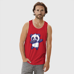 Майка мужская хлопок Dabbing panda, цвет: красный — фото 2