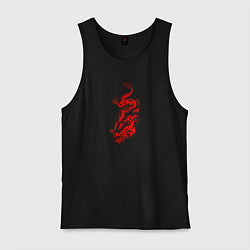 Майка мужская хлопок Японский красный дракон, цвет: черный