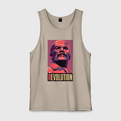 Майка мужская хлопок Lenin revolution, цвет: миндальный