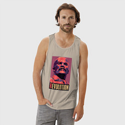 Майка мужская хлопок Lenin revolution, цвет: миндальный — фото 2