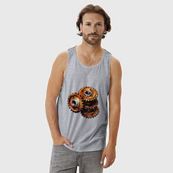 Майка мужская хлопок Ржавые шестеренки, цвет: меланж — фото 2