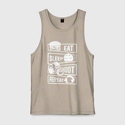 Майка мужская хлопок Еда сон фото, цвет: миндальный