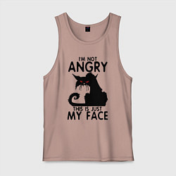 Майка мужская хлопок I am not angry cat, цвет: пыльно-розовый