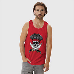 Майка мужская хлопок Одноглазый роджер, цвет: красный — фото 2
