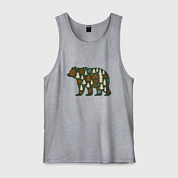 Майка мужская хлопок Медведь и тайга, цвет: меланж