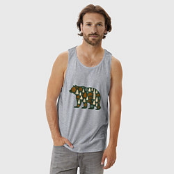 Майка мужская хлопок Медведь и тайга, цвет: меланж — фото 2