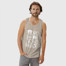 Майка мужская хлопок Еда сон пилон, цвет: миндальный — фото 2