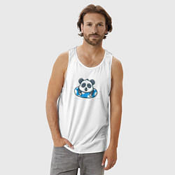Майка мужская хлопок Панда на чиле, цвет: белый — фото 2