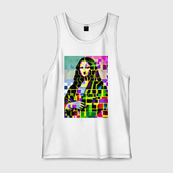 Майка мужская хлопок Mona Lisa - mosaic pop art, цвет: белый