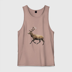 Майка мужская хлопок Рогатый олень, цвет: пыльно-розовый