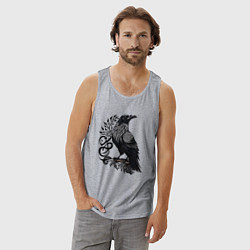 Майка мужская хлопок Мистический славянский ворон, цвет: меланж — фото 2