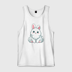 Майка мужская хлопок Пушистый аниме кролик, цвет: белый