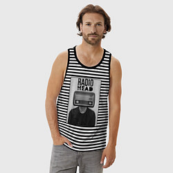 Майка мужская хлопок Radiohead human, цвет: черная тельняшка — фото 2