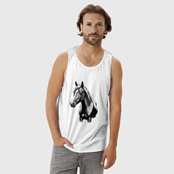 Майка мужская хлопок Портрет лошади, цвет: белый — фото 2