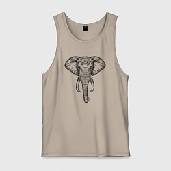 Майка мужская хлопок Голова слона, цвет: миндальный