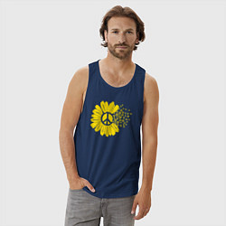 Майка мужская хлопок Цветок мира, цвет: тёмно-синий — фото 2