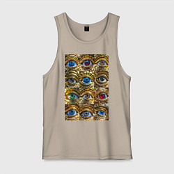 Мужская майка Глаза разноцветные из золота в стиле стимпанк