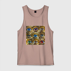Майка мужская хлопок Золотые глаза разного цвета в стиле стимпанк, цвет: пыльно-розовый