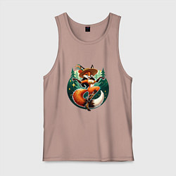 Майка мужская хлопок Лиса плясунья танцует ламбаду, цвет: пыльно-розовый